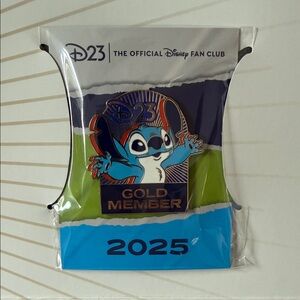 Disney D23 Gold Member 2025 Stitch Pin with Blue and Gold Accents